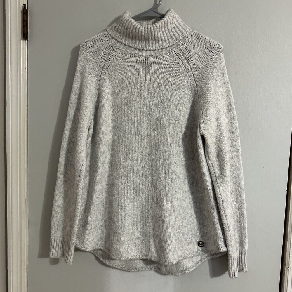 Michael Kors Sweater Women's Sz L Gray Warm Thick Long Sleeve Turtleneck Logo